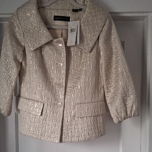 Dana Buchman Ivory Metallic Textured Evening Jacket